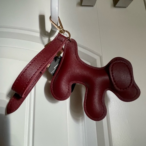 FB Leather Dog Bag Charm or Keychain - Burgundy, NWT - Picture 4 of 5